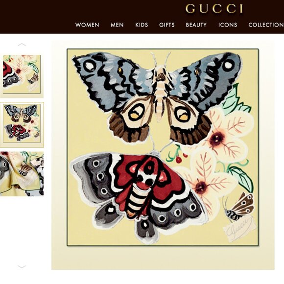 Display #1 Gucci Kris Knight Butterfly Floral Silk Scarf - Picture 8 of 12